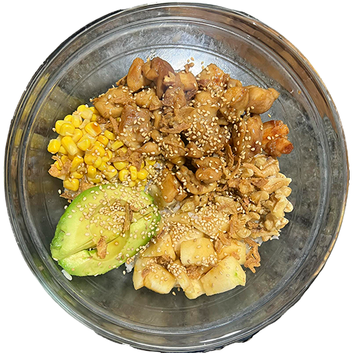 Poke de pollo al teriyaki